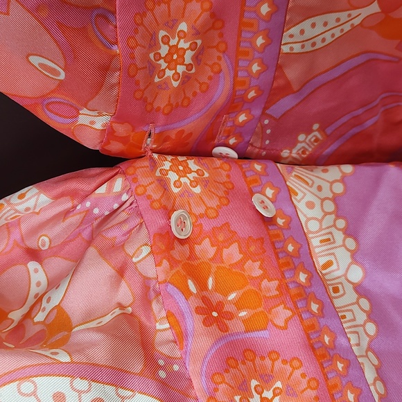 Tibi Orange and Pink Silk Kimono Shirt - Picture 3 of 6